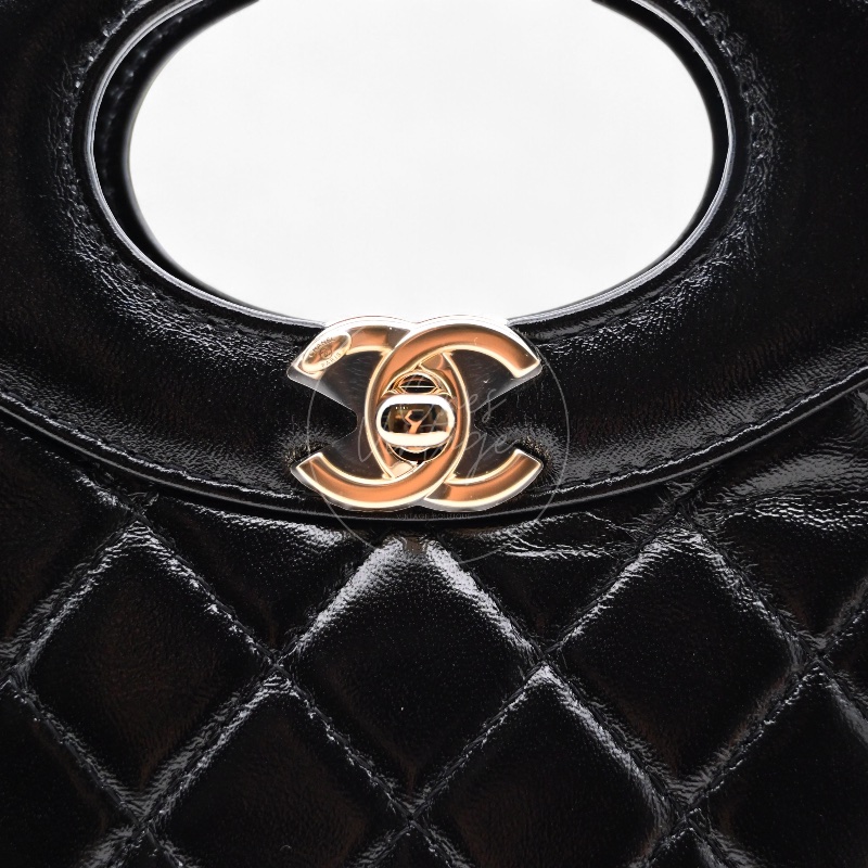 中古 CHANEL 香奈兒 31Bag 金扣鏈帶肩背袋 Mini 22cm 牛皮皮革 黑色 晶片開 金扣 菱格紋-19