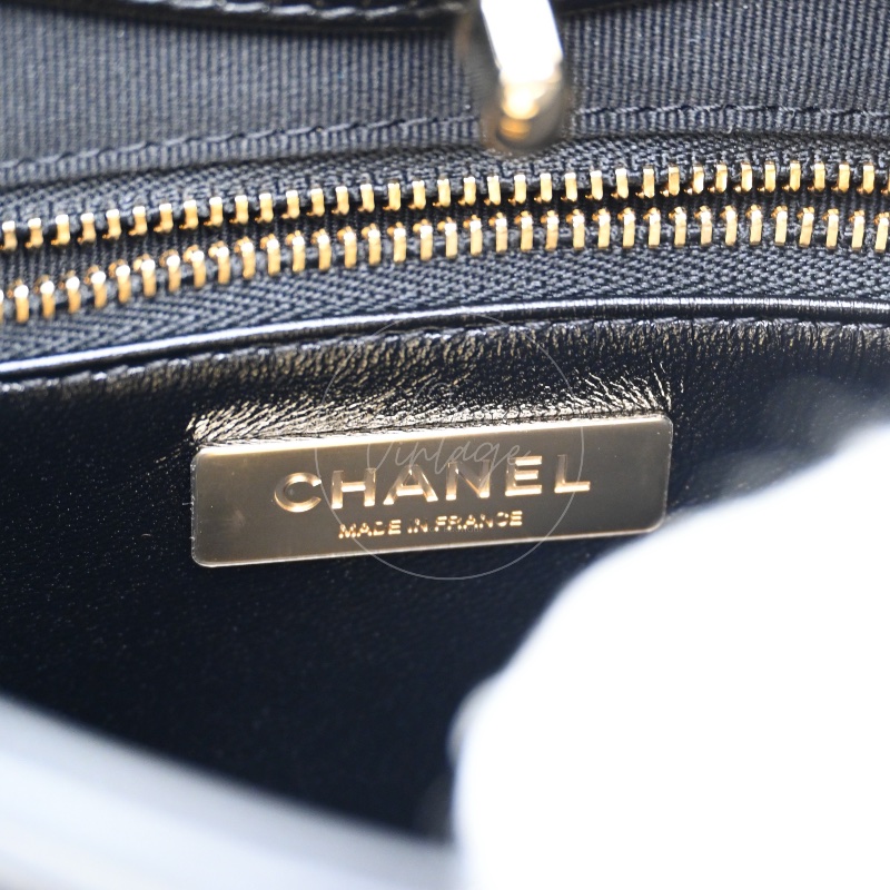 中古 CHANEL 香奈兒 31Bag 金扣鏈帶肩背袋 Mini 22cm 牛皮皮革 黑色 晶片開 金扣 菱格紋-20