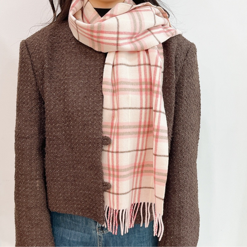 莉亞精品♡Burberry 粉色格紋圍巾 二手-1