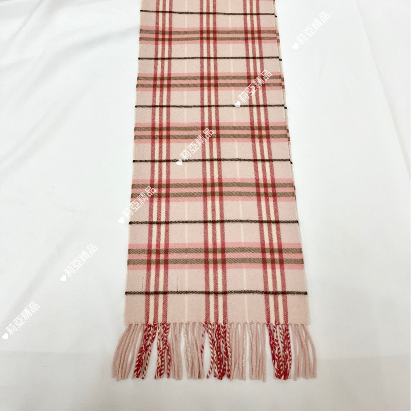 莉亞精品♡Burberry 粉色格紋圍巾 二手-2