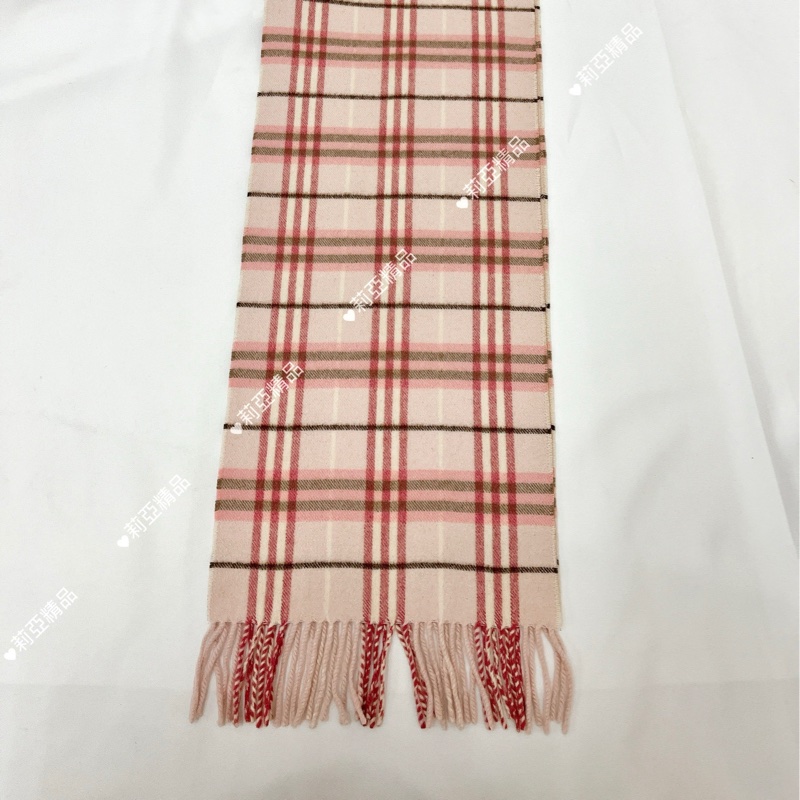 莉亞精品♡Burberry 粉色格紋圍巾 二手-3