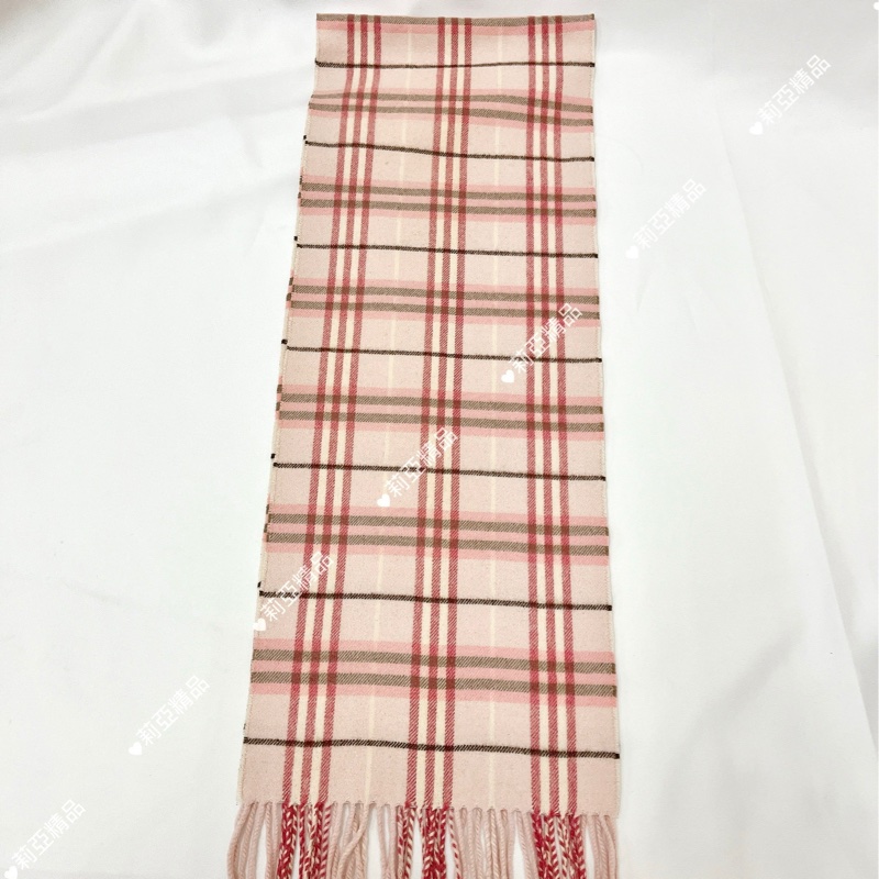 莉亞精品♡Burberry 粉色格紋圍巾 二手-5