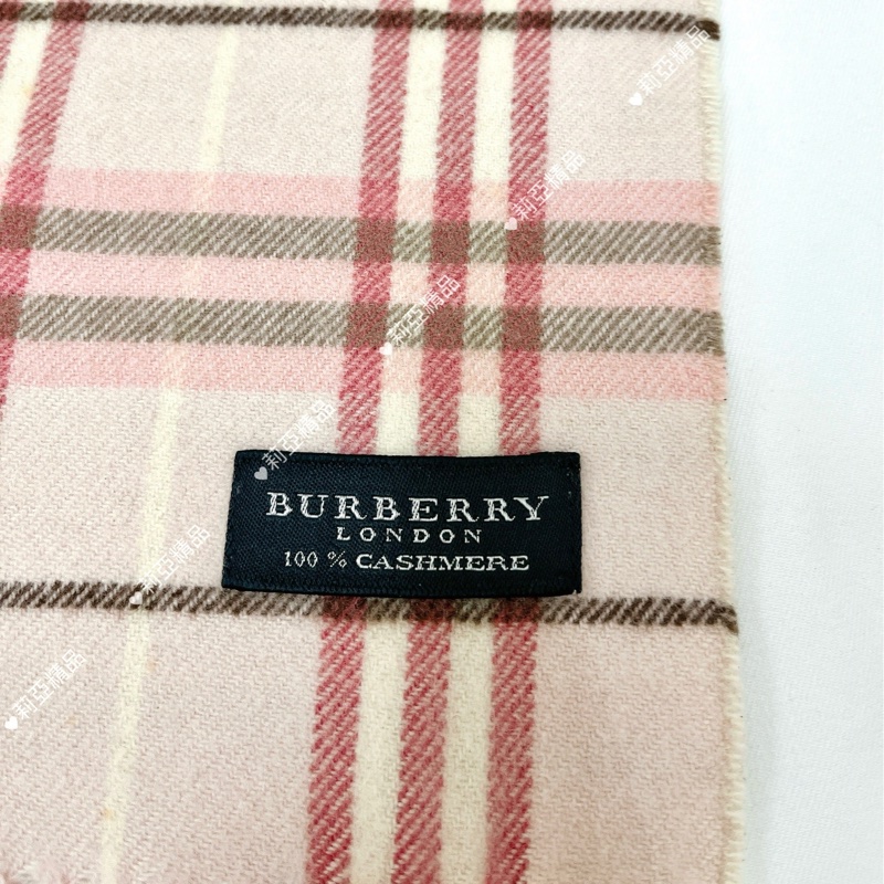 莉亞精品♡Burberry 粉色格紋圍巾 二手-6