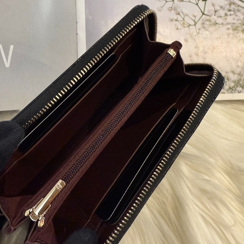 全新 香奈兒黑淡金拉鍊中夾-4