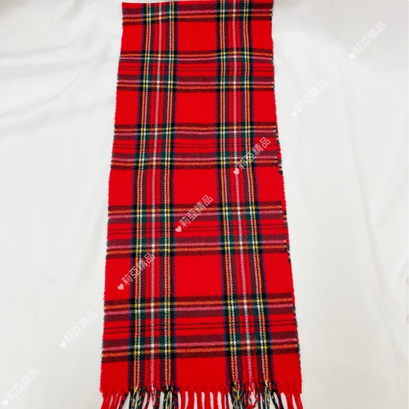 莉亞精品♡ Burberry 紅底格紋圍巾 二手美品-2