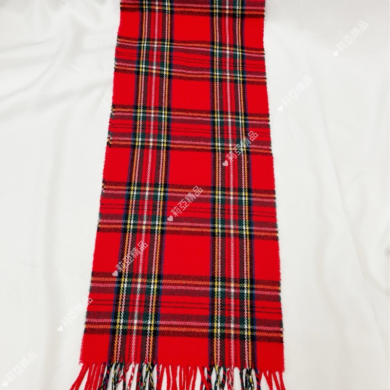 莉亞精品♡ Burberry 紅底格紋圍巾 二手美品-5