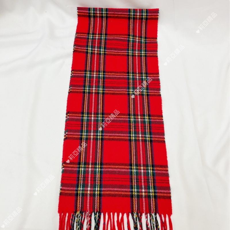 莉亞精品♡ Burberry 紅底格紋圍巾 二手美品-6