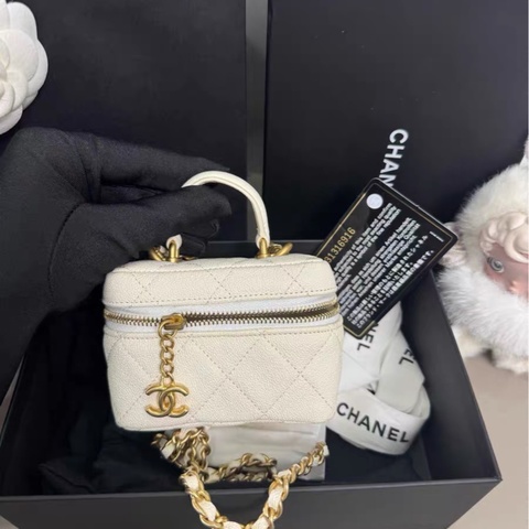 【90%新 ✨ 全網最低價】Chanel 荔枝皮白金小盒子