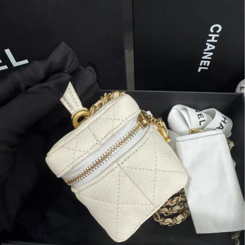 【90%新 ✨ 全網最低價】Chanel 荔枝皮白金小盒子-1