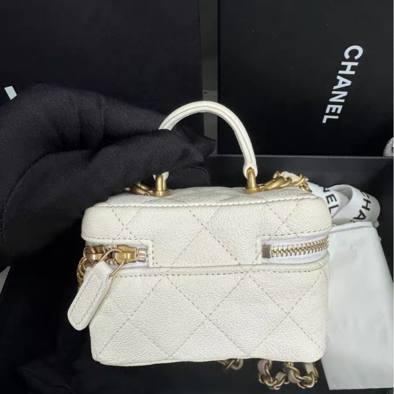 【90%新 ✨ 全網最低價】Chanel 荔枝皮白金小盒子-2
