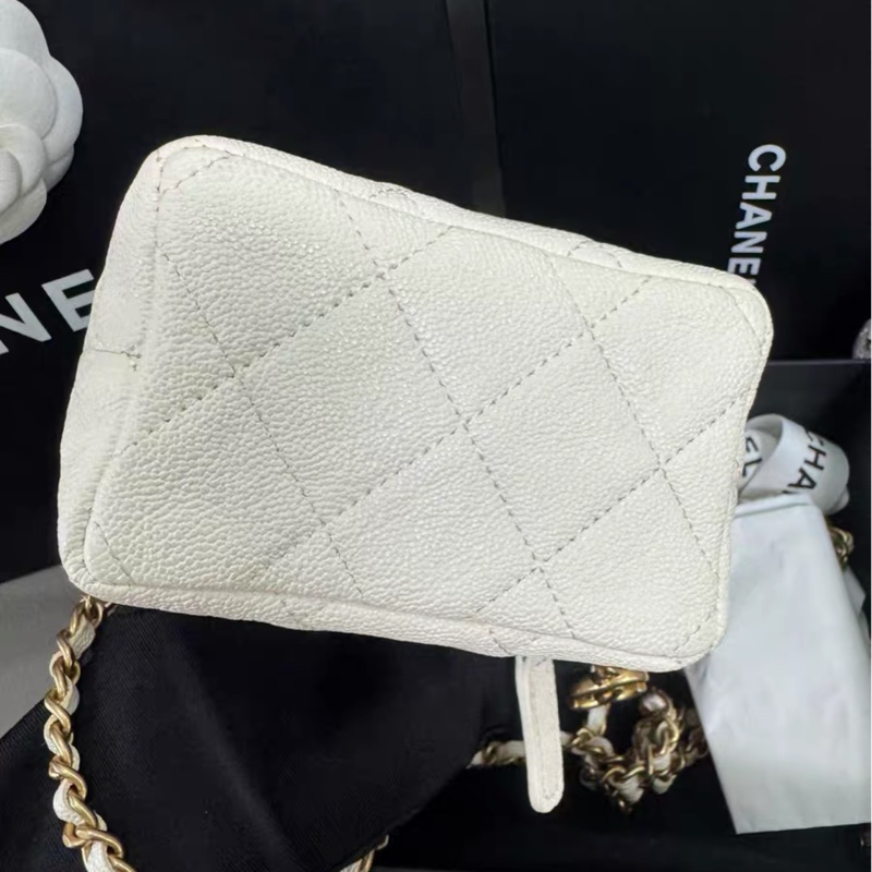 【90%新 ✨ 全網最低價】Chanel 荔枝皮白金小盒子-4