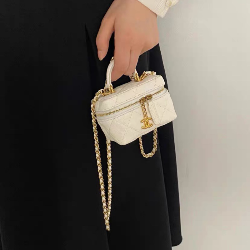 【90%新 ✨ 全網最低價】Chanel 荔枝皮白金小盒子-6