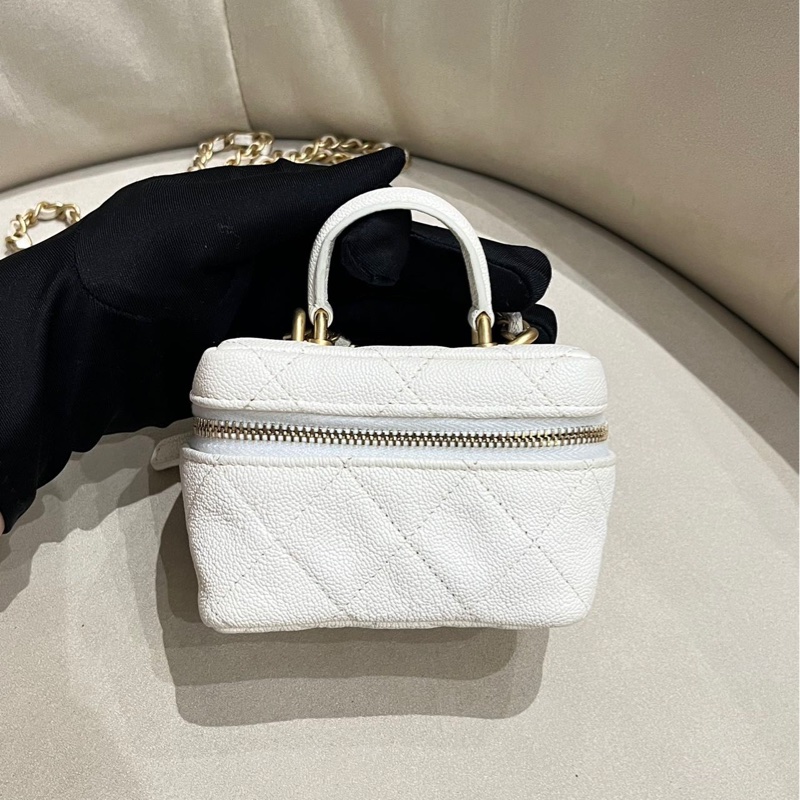【95%新 ✨ 全網最低價】Chanel 荔枝皮白金小盒子-2