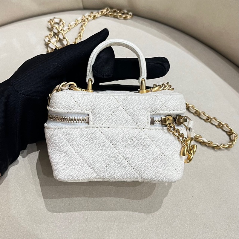 【95%新 ✨ 全網最低價】Chanel 荔枝皮白金小盒子-3