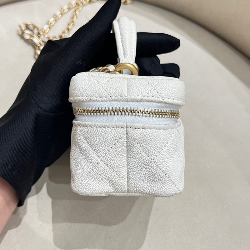 【95%新 ✨ 全網最低價】Chanel 荔枝皮白金小盒子-5