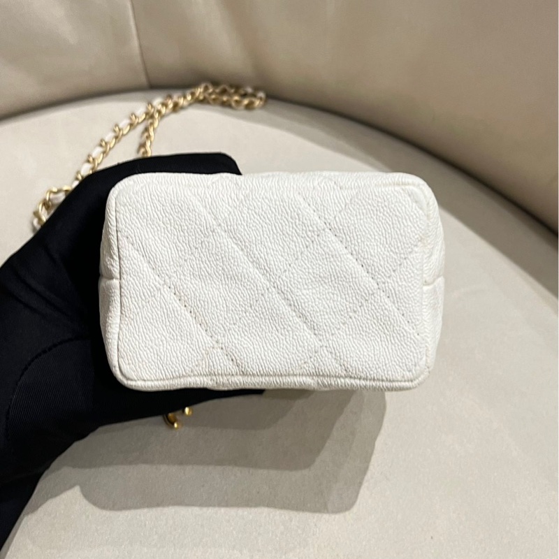 【95%新 ✨ 全網最低價】Chanel 荔枝皮白金小盒子-6