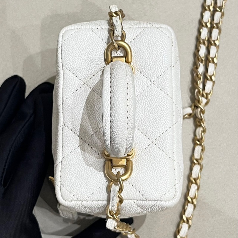 【95%新 ✨ 全網最低價】Chanel 荔枝皮白金小盒子-11