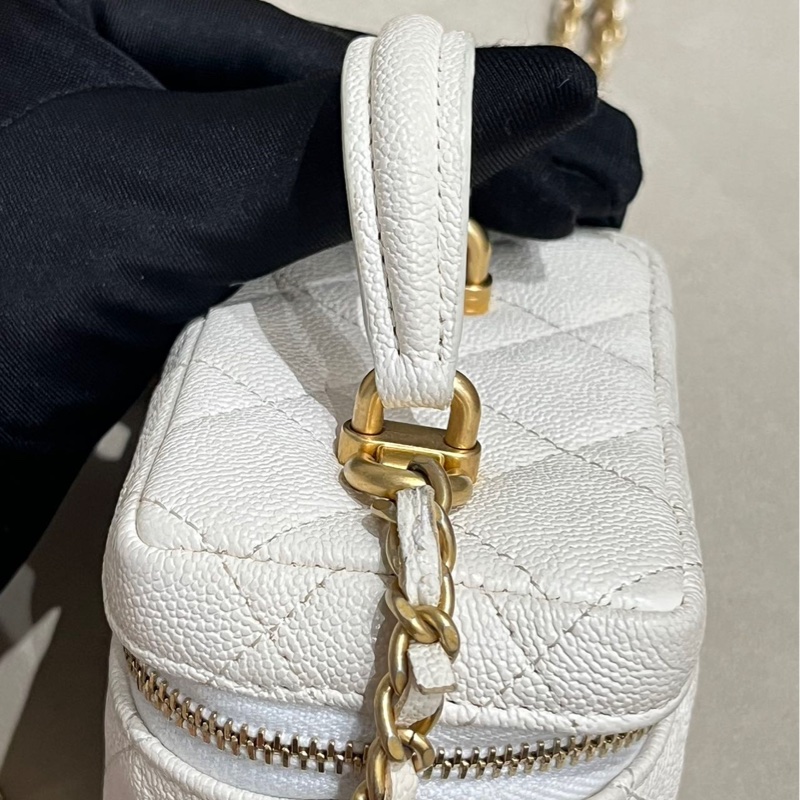 【95%新 ✨ 全網最低價】Chanel 荔枝皮白金小盒子-12