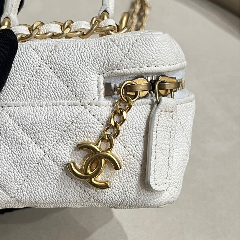 【95%新 ✨ 全網最低價】Chanel 荔枝皮白金小盒子-13