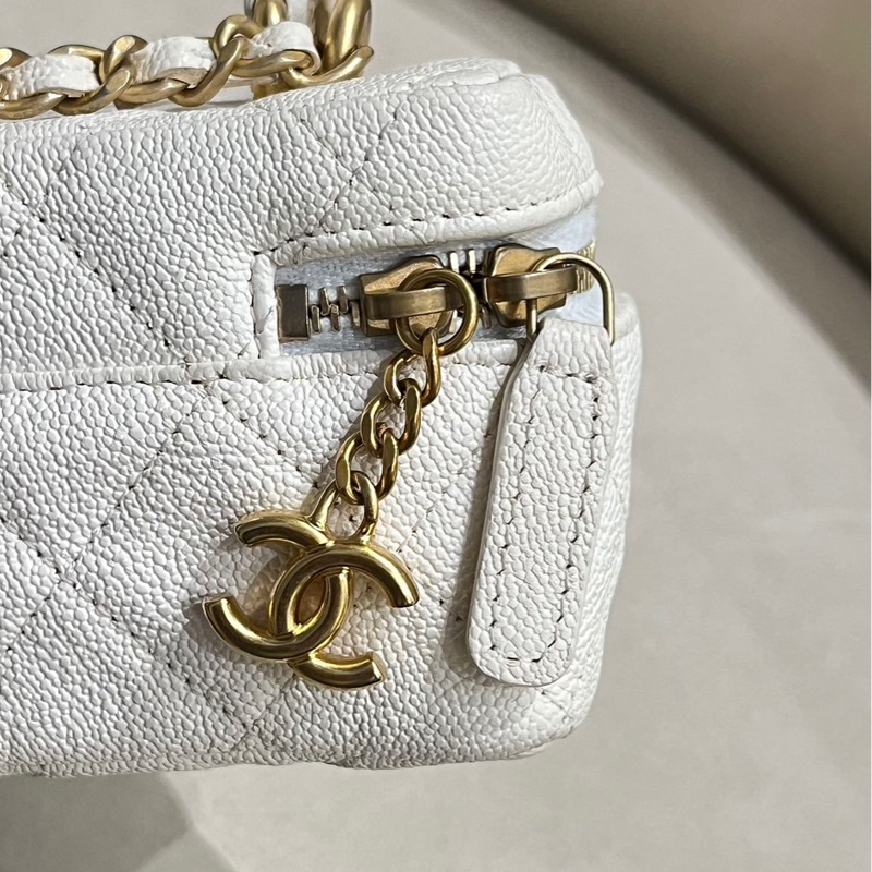 【95%新 ✨ 全網最低價】Chanel 荔枝皮白金小盒子-14