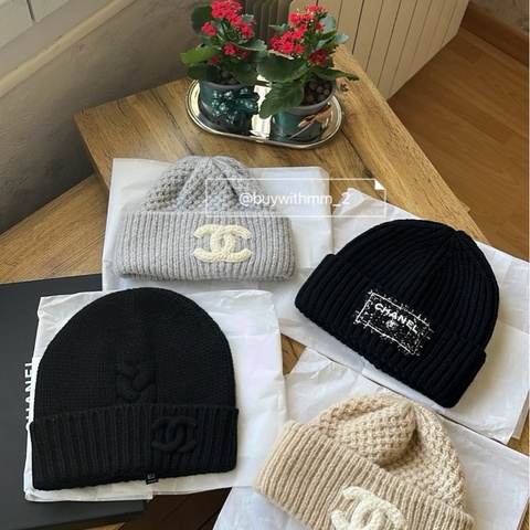 ⭐️賣場有滿額折扣⭐️香奈兒 最新秋冬款 灰色厚織毛帽