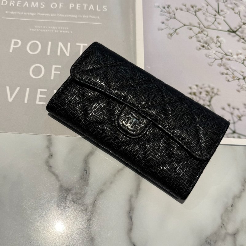 香奈兒 經典黑銀中夾-0