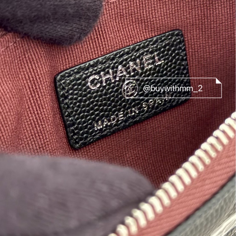 ⭐️賣場有滿額折扣⭐️香奈兒 黑色銀釦一字拉鏈零錢包-4