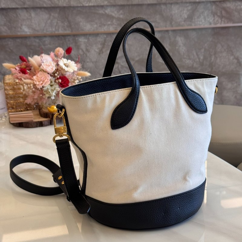 *SHIHNA名牌精品* Bally Bar 帆布 牛皮水桶包-4