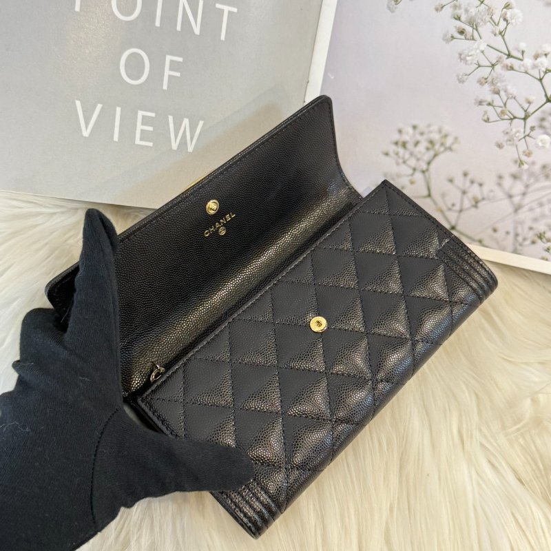 全新 香奈兒 BOY荔枝黑金長夾-2
