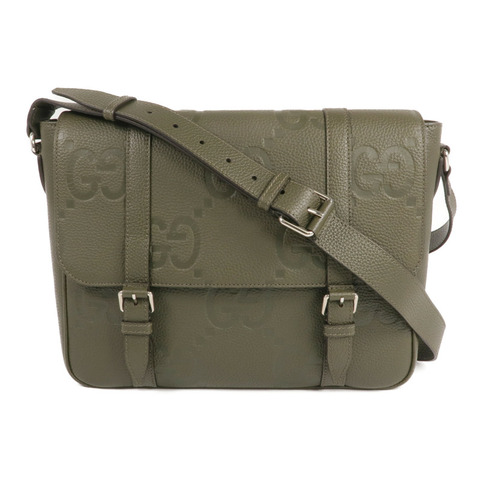 GUCCI 牛皮皮革Jumbo GG Medium Messenger Bag銀扣肩背袋