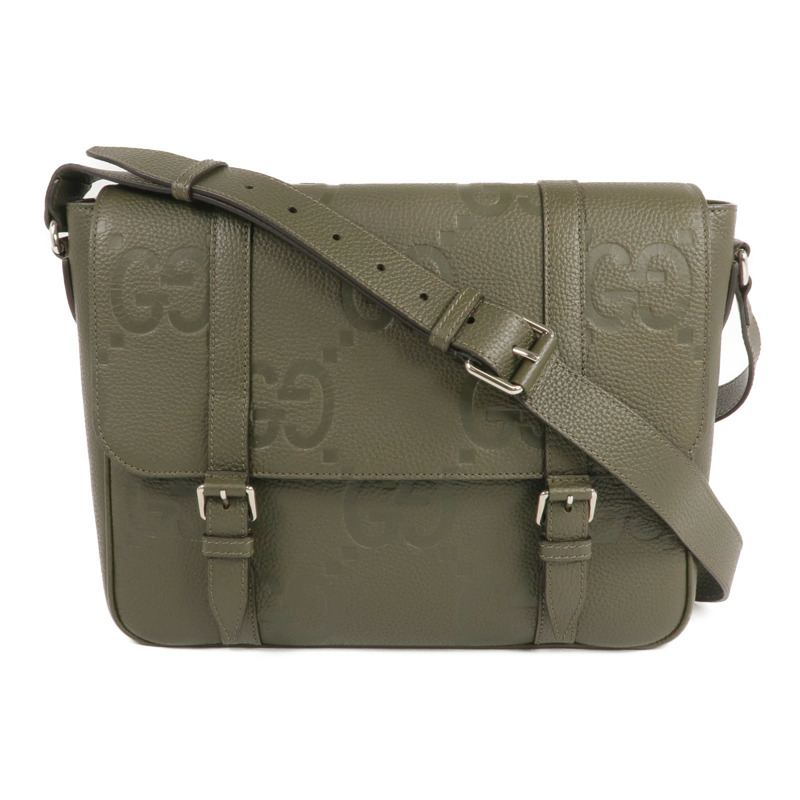 GUCCI 牛皮皮革Jumbo GG Medium Messenger Bag銀扣肩背袋-0