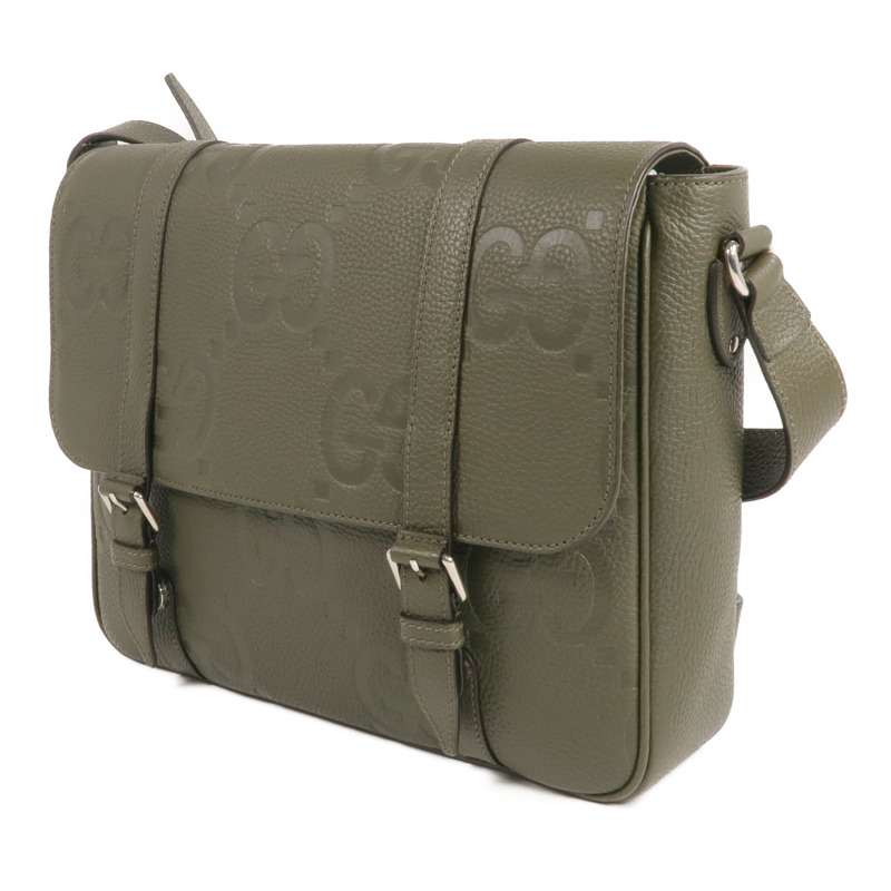 GUCCI 牛皮皮革Jumbo GG Medium Messenger Bag銀扣肩背袋-1