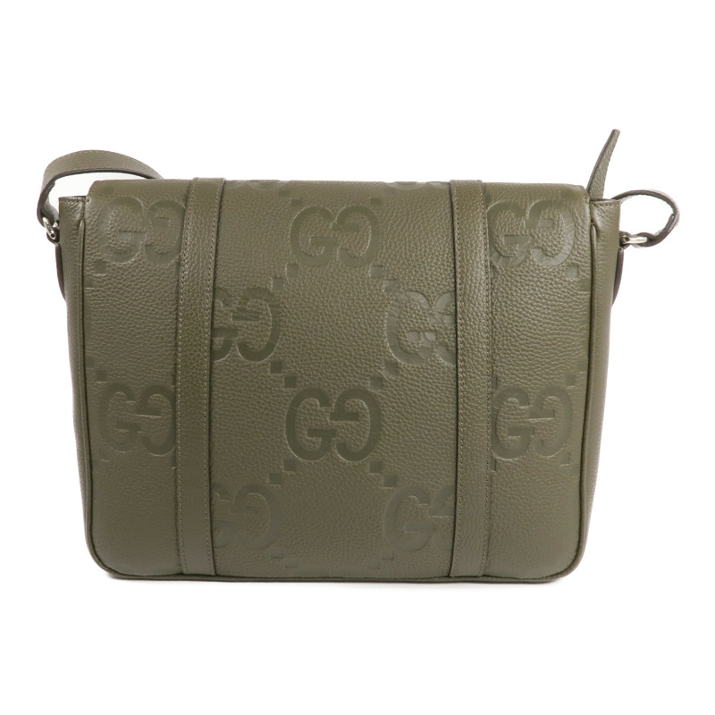 GUCCI 牛皮皮革Jumbo GG Medium Messenger Bag銀扣肩背袋-2