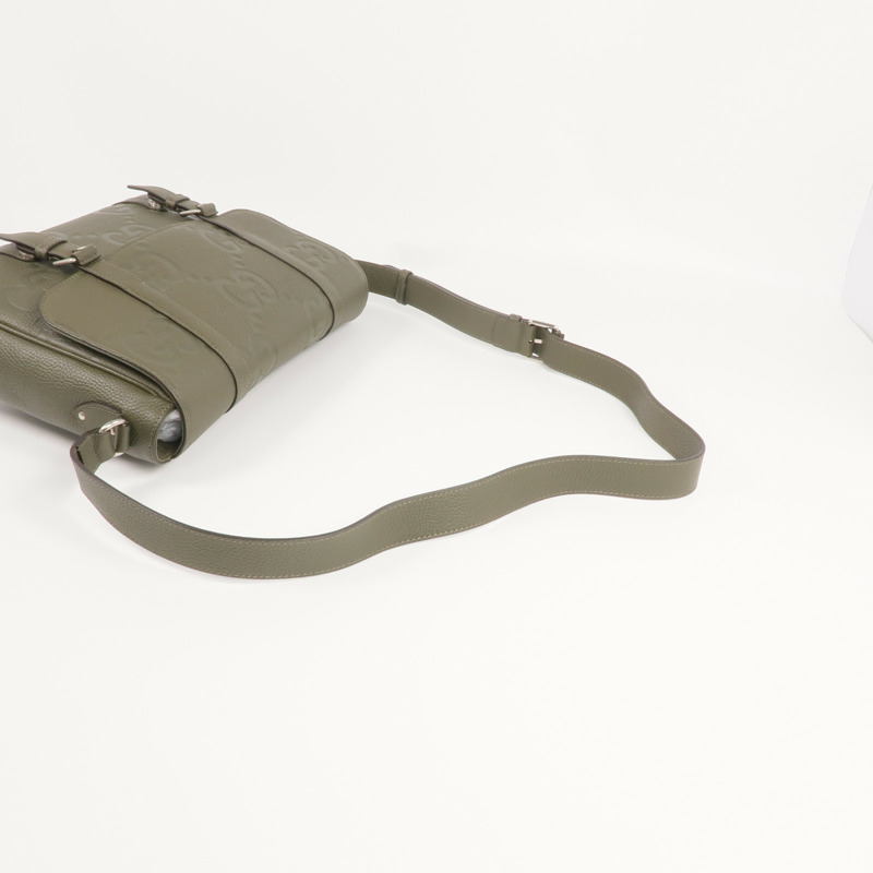 GUCCI 牛皮皮革Jumbo GG Medium Messenger Bag銀扣肩背袋-8