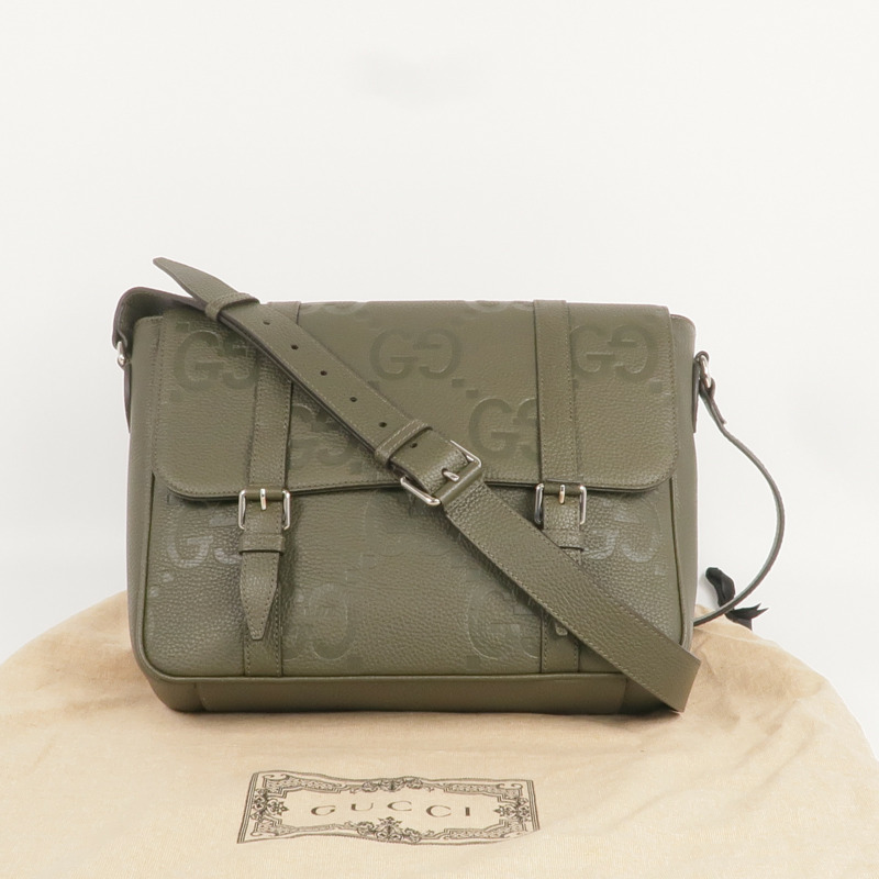 GUCCI 牛皮皮革Jumbo GG Medium Messenger Bag銀扣肩背袋-9