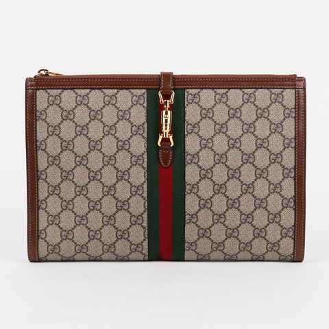 GUCCI GG帆布新款Jackie 1961金色手拿包