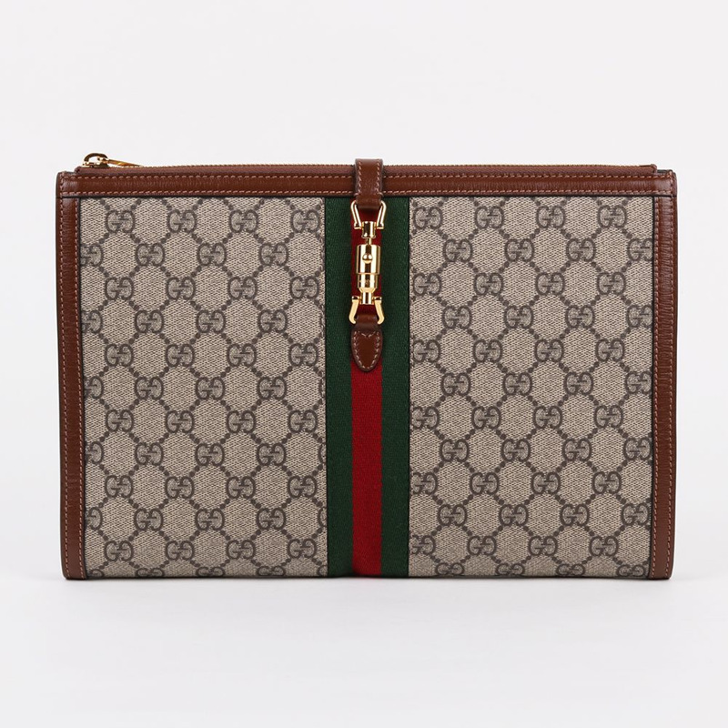 【包稅】GUCCI GG帆布新款Jackie 1961金色手拿包-0