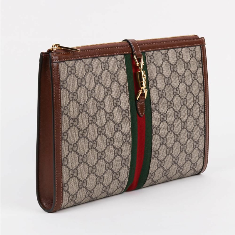 【包稅】GUCCI GG帆布新款Jackie 1961金色手拿包-2