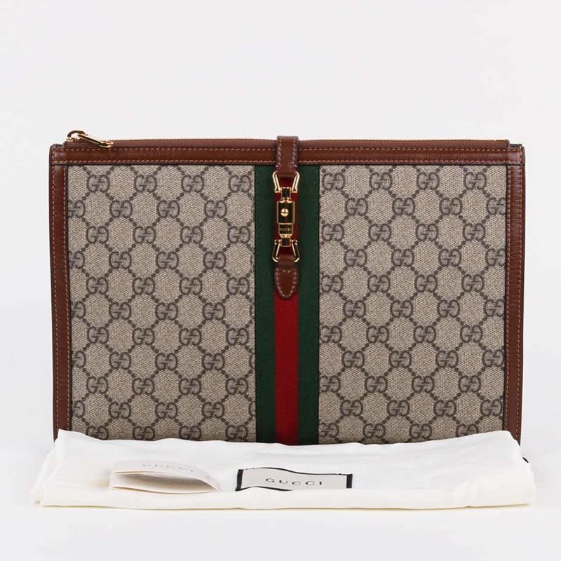 【包稅】GUCCI GG帆布新款Jackie 1961金色手拿包-9