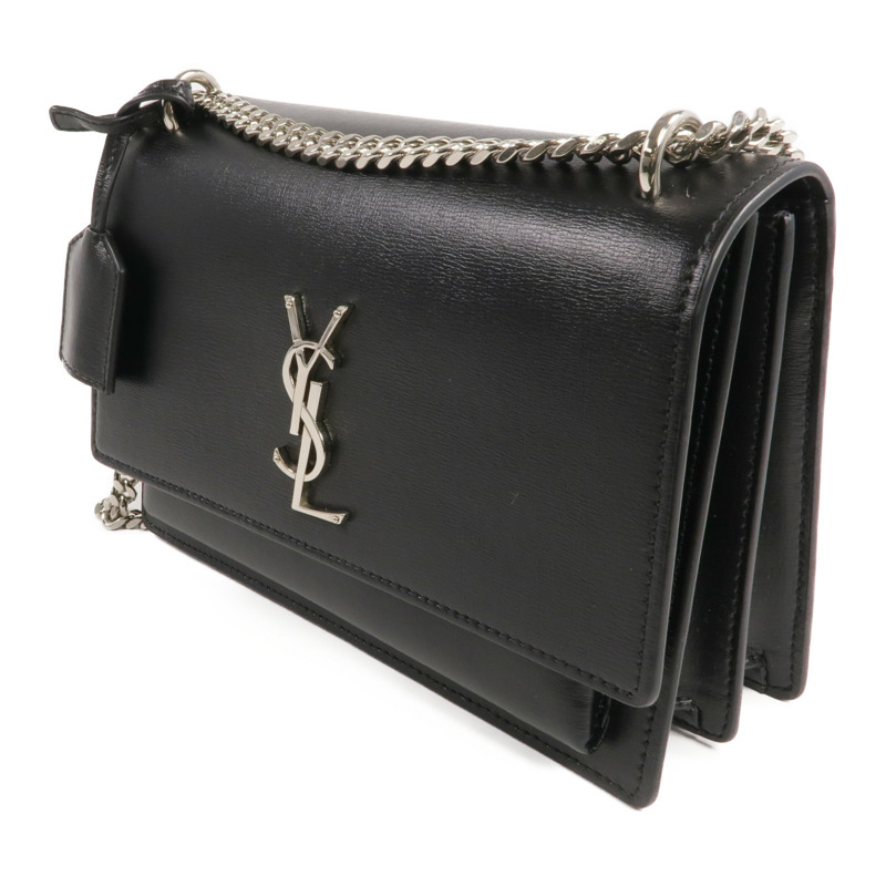 SAINT LAURENT 牛皮皮革Sunset Medium銀扣鏈帶肩背袋-1