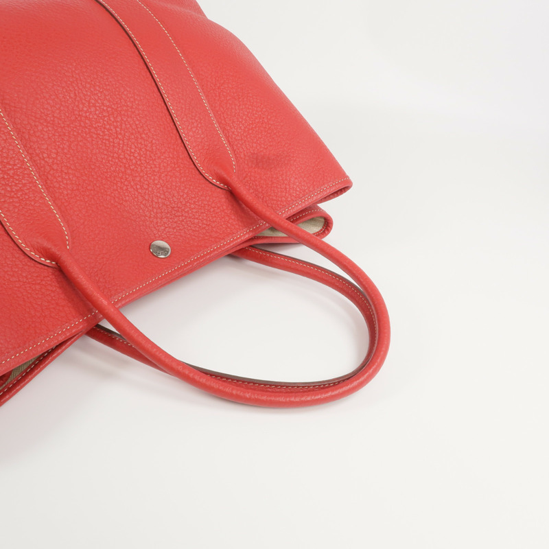 HERMES Clemence皮革Garden Party PM銀扣手挽袋-7