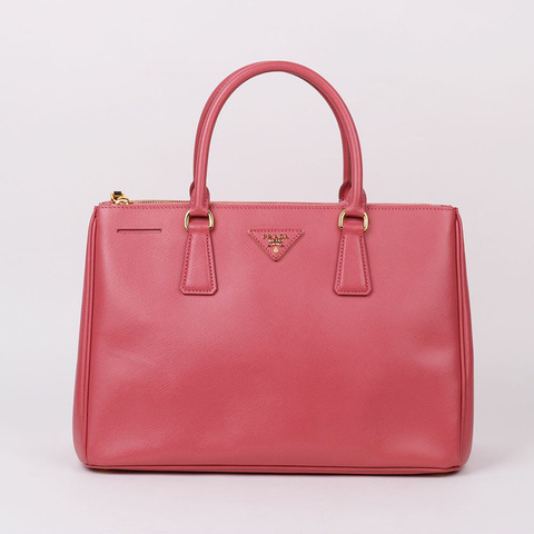 PRADA Saffiano Lux 粉紅雙肩包