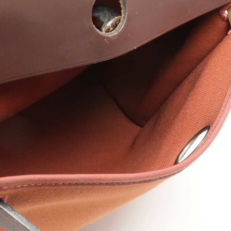 HERMES 帆布/皮革Herbag PM銀扣手挽肩背兩用袋Rouge Garance-4