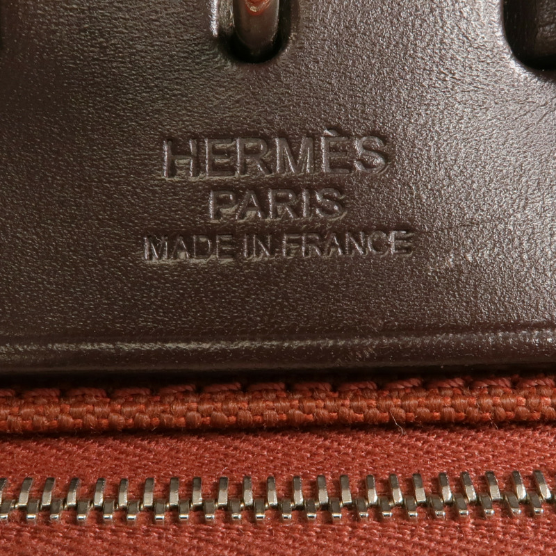 HERMES 帆布/皮革Herbag PM銀扣手挽肩背兩用袋Rouge Garance-5