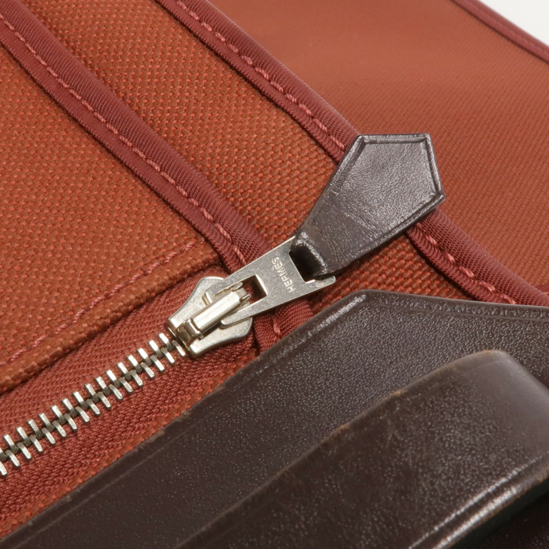 HERMES 帆布/皮革Herbag PM銀扣手挽肩背兩用袋Rouge Garance-8