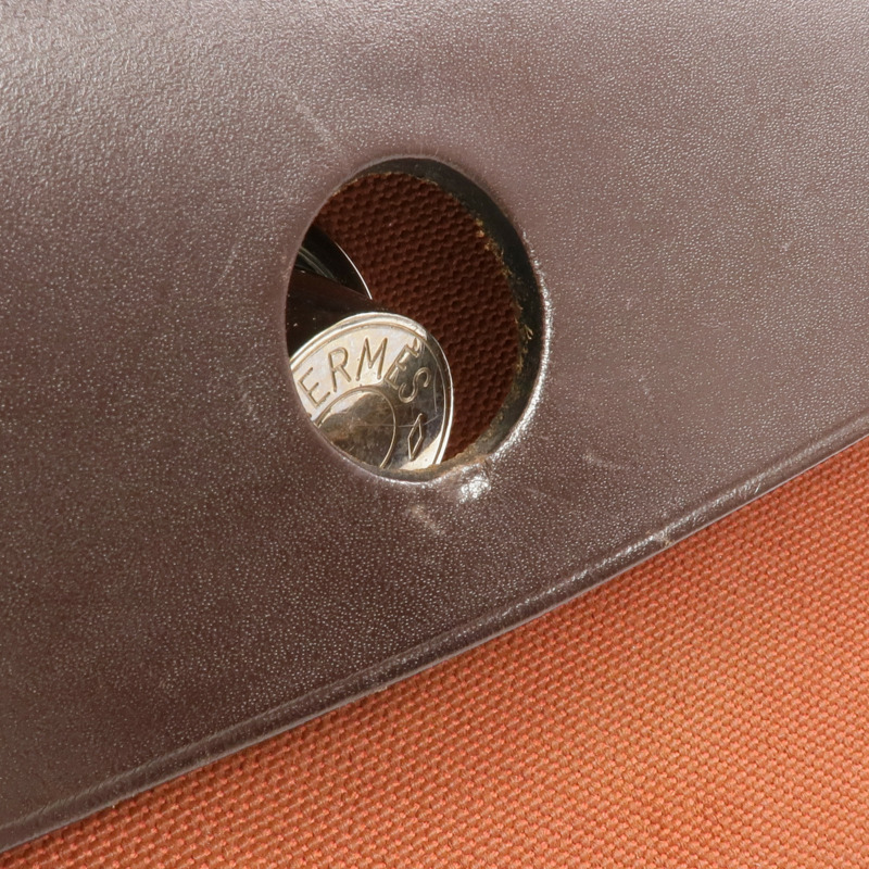 HERMES 帆布/皮革Herbag PM銀扣手挽肩背兩用袋Rouge Garance-11