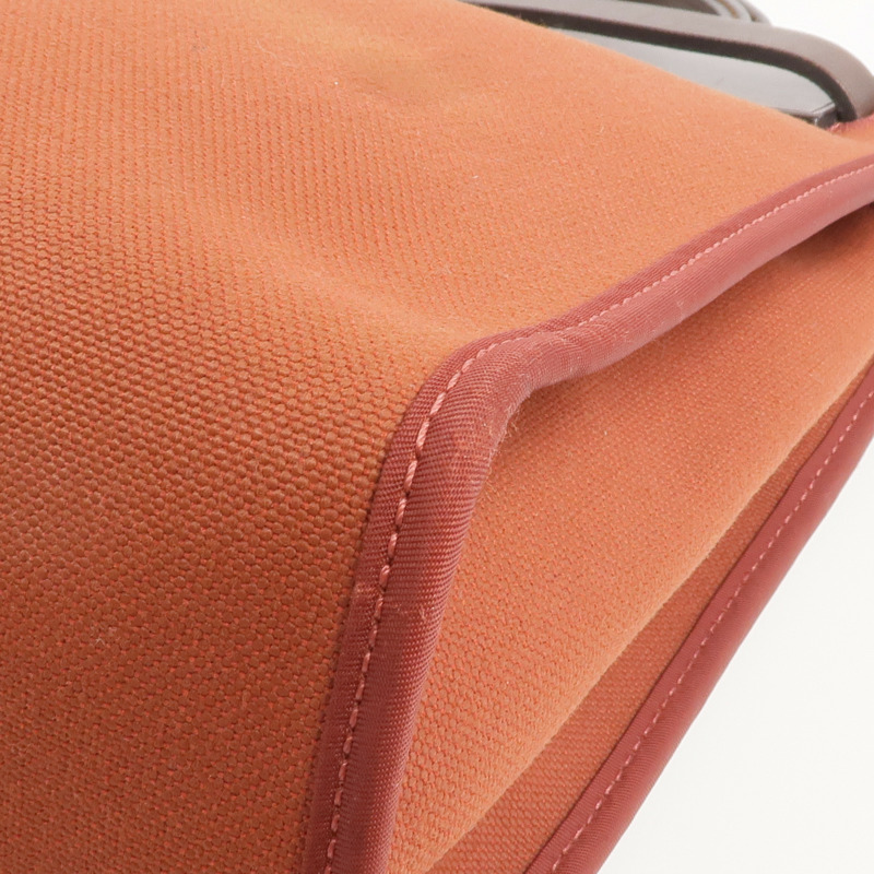 HERMES 帆布/皮革Herbag PM銀扣手挽肩背兩用袋Rouge Garance-12