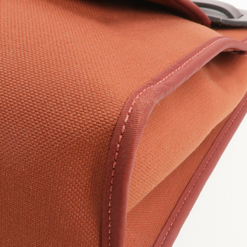 HERMES 帆布/皮革Herbag PM銀扣手挽肩背兩用袋Rouge Garance-14