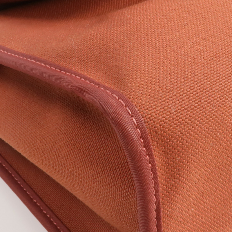 HERMES 帆布/皮革Herbag PM銀扣手挽肩背兩用袋Rouge Garance-15