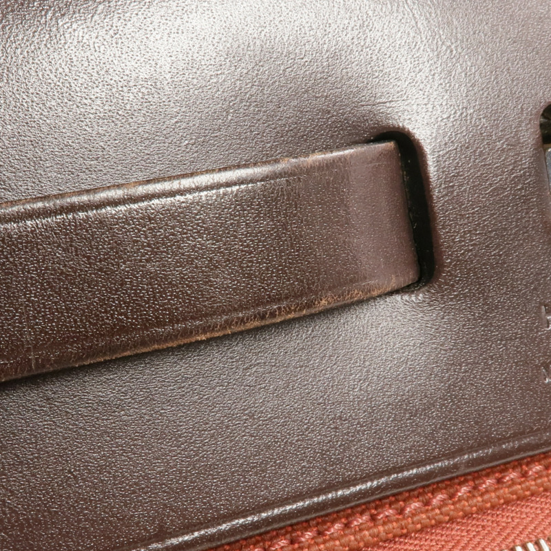 HERMES 帆布/皮革Herbag PM銀扣手挽肩背兩用袋Rouge Garance-17